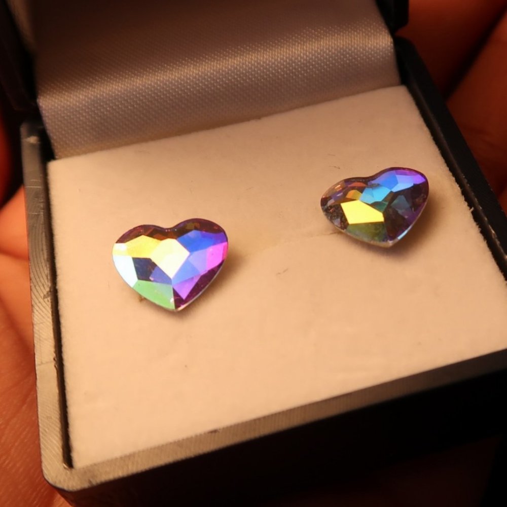 Swarovski AB Heart Shaped Ear Stud